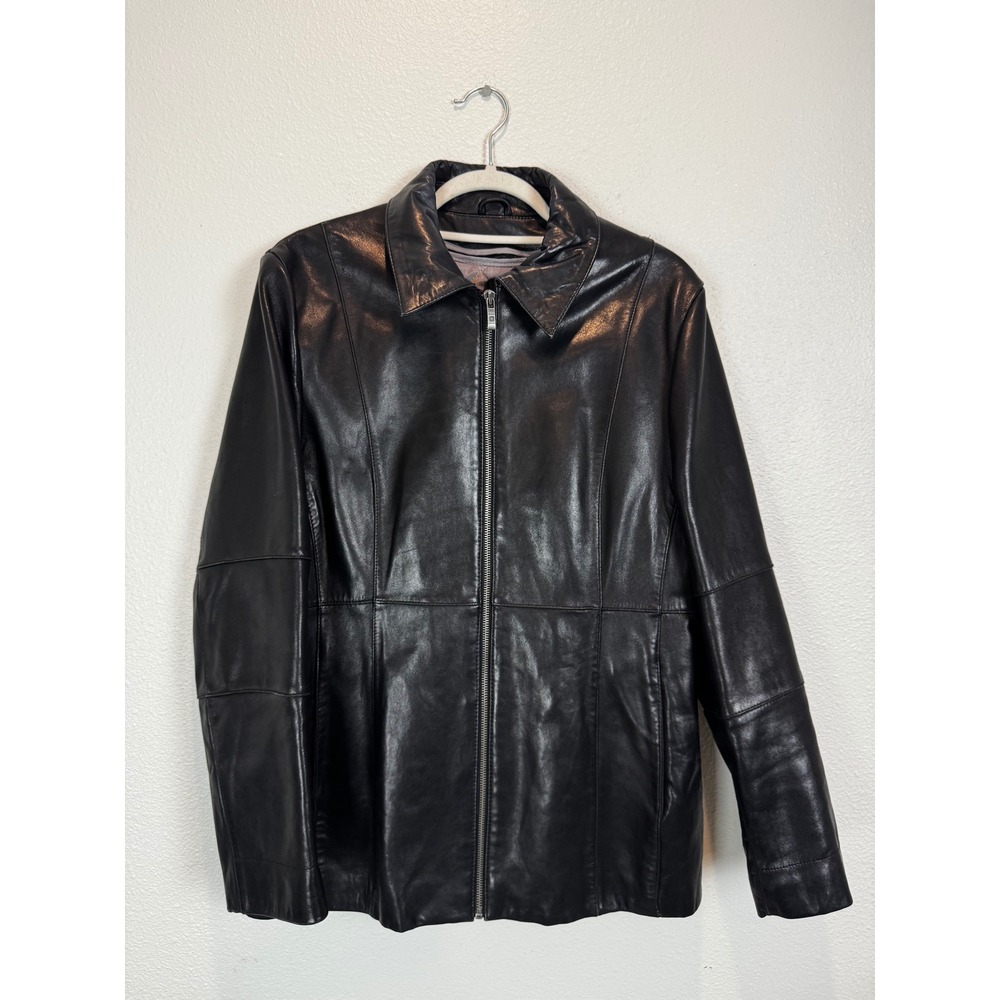 Wilsons Leather Jacket Womens XL Black Thinsulate Insulated Zip Front Coat